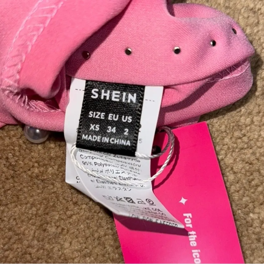 SHEIN Pink Pearl-Studded Crop Top - Image 3