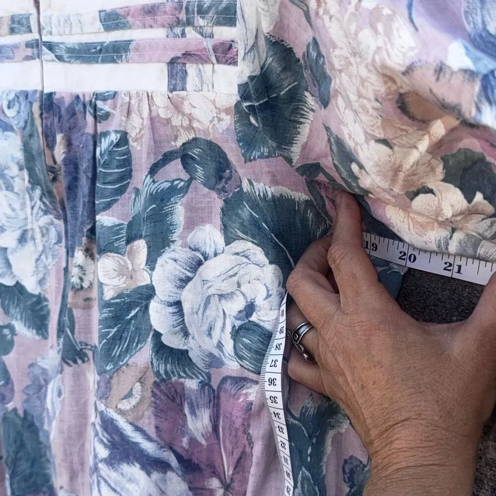 Vintage Floral Cottage Prairie Core Dress MuMu Hawaiian Dress Blue Size M - Image 4