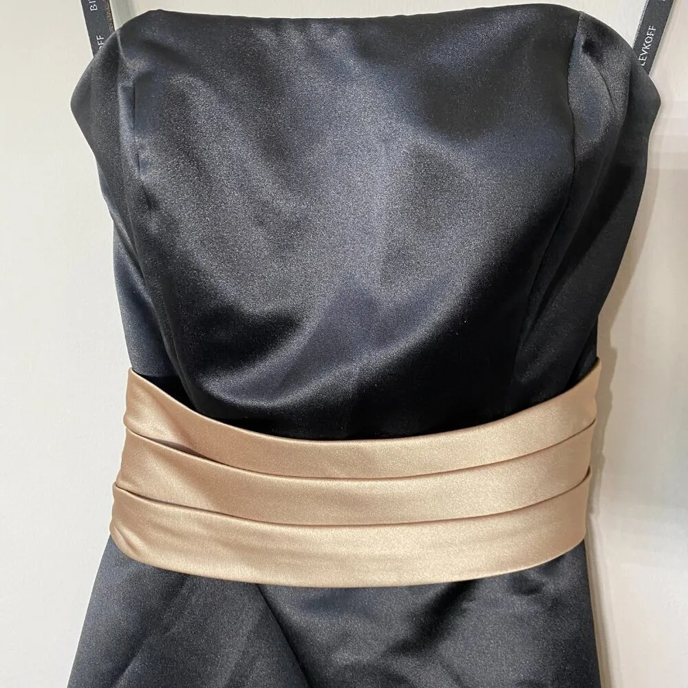 Bill Levkoff Women's Sz 6 Strapless Belted Sash Evening Formal Midi Dress Black - Image 7