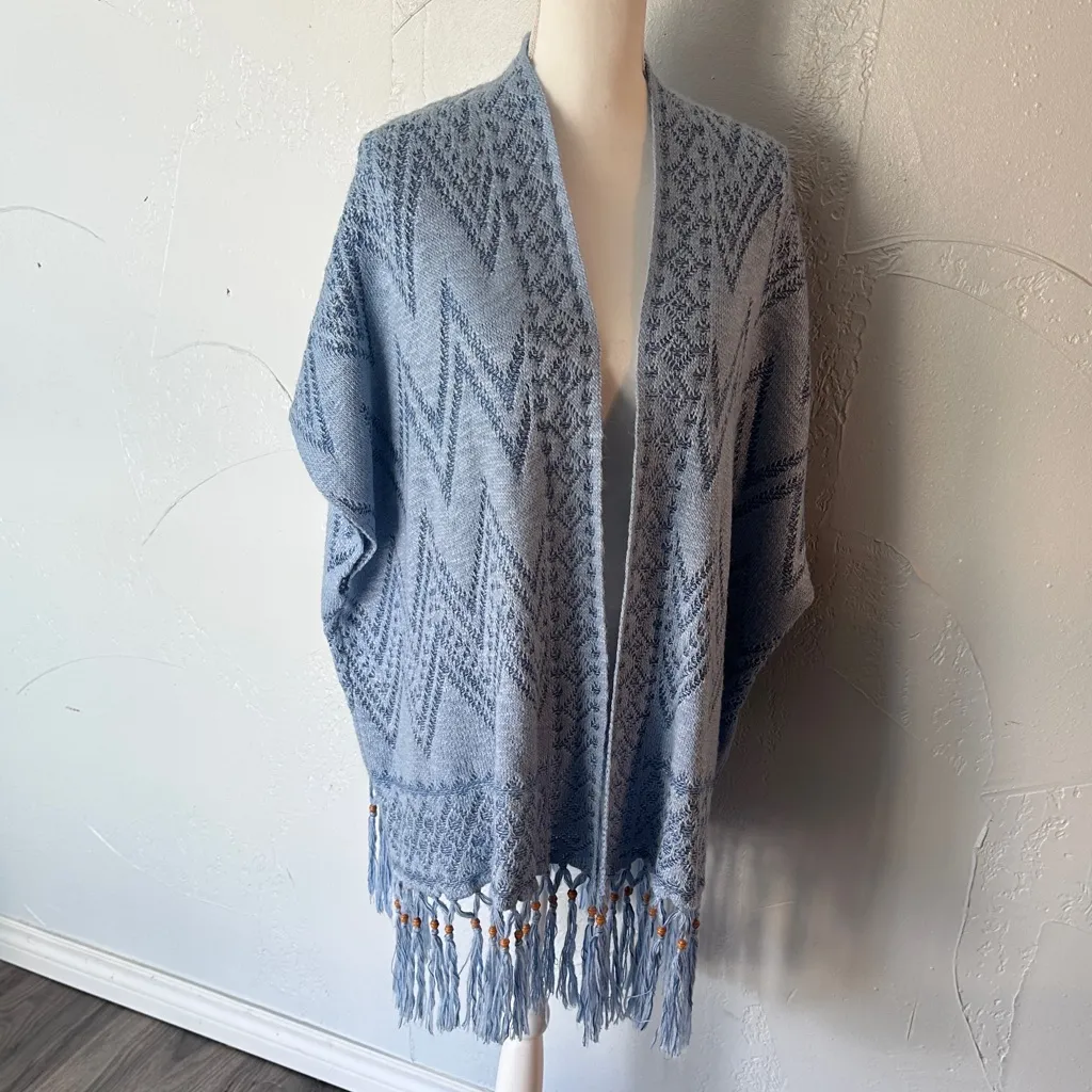 Ruby Rd. Blue Geometric Women's Poncho - Image 9