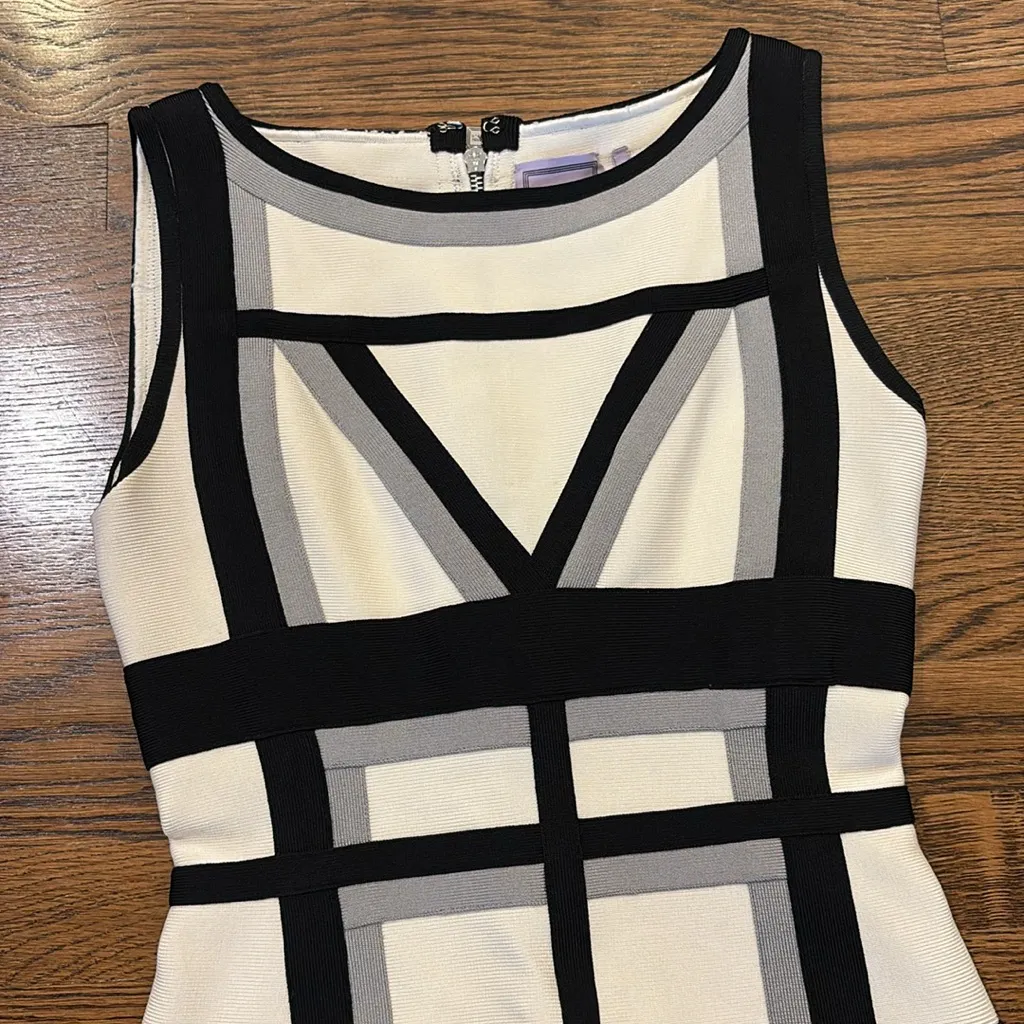 Herve Leger Andreja wiggle bandage color block zippered bodycon dress, small - Image 2
