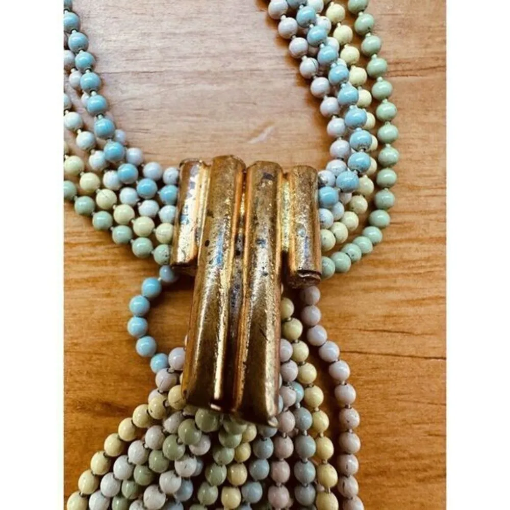 Vintage 1930's‎ Art Deco Gilt Enameled Chain Necklace Pastel Colors 14" - Image 14