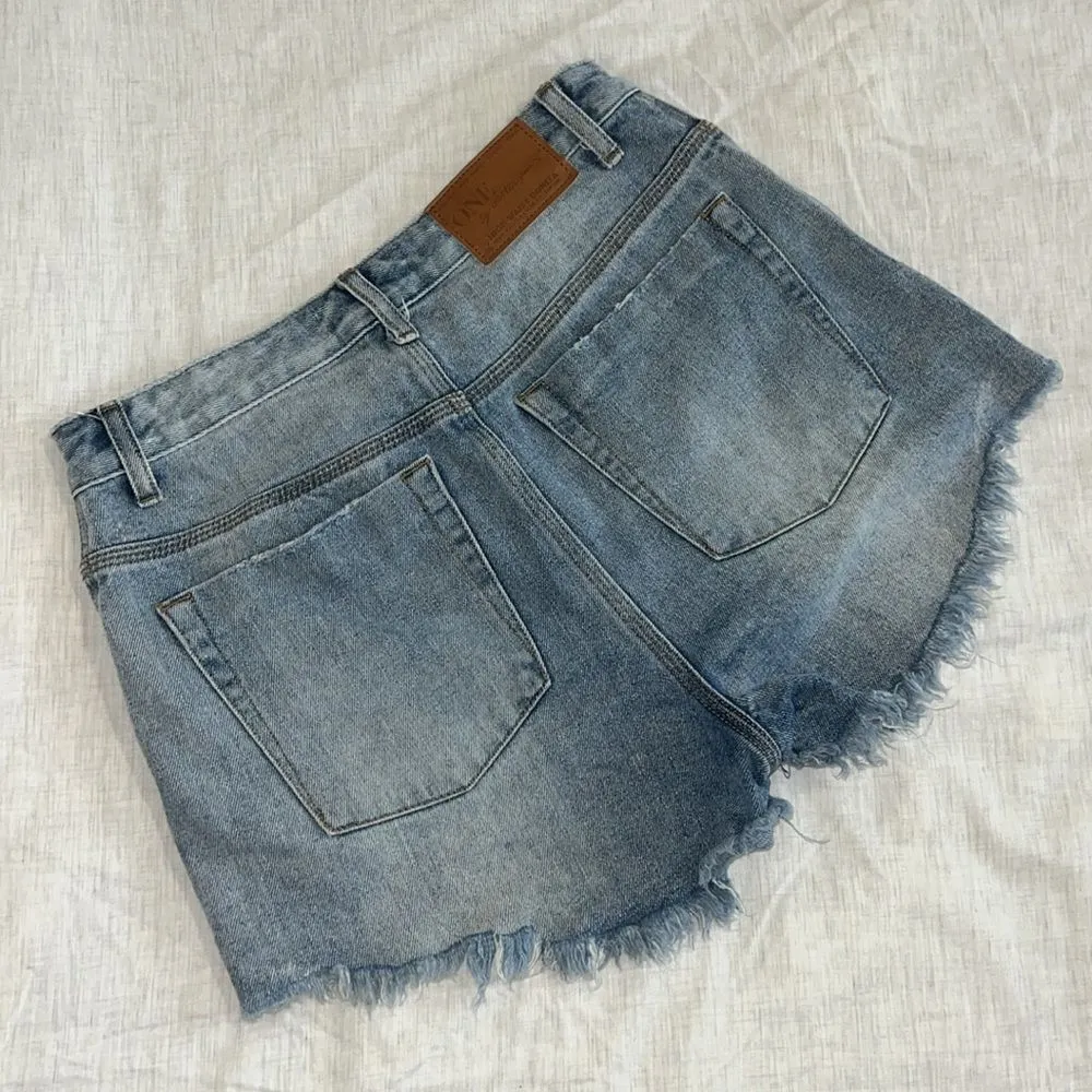One Teaspoon Bonita High Waist Cut Off Denim Shorts Size 28 - Image 2