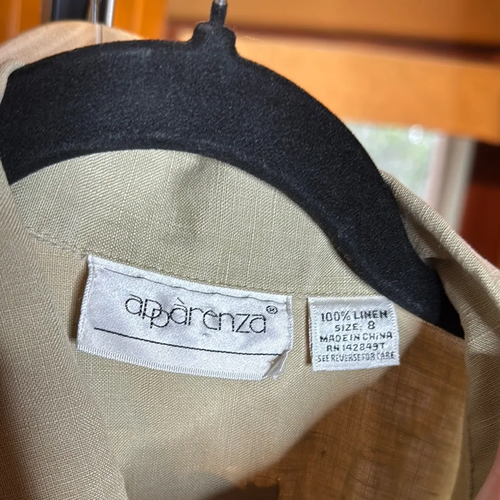 Vintage Apparenza 100% Linen Light Green Button - Image 4