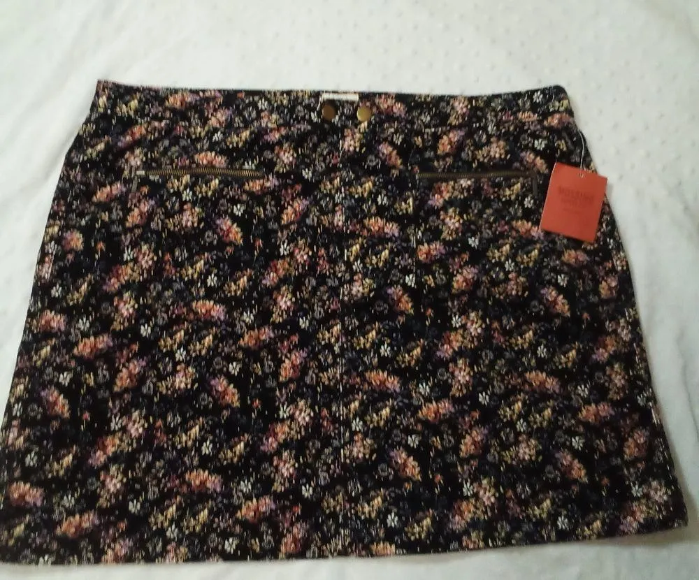 Massimo supply floral corduroy women's skirt Black Size 16 - Image 3