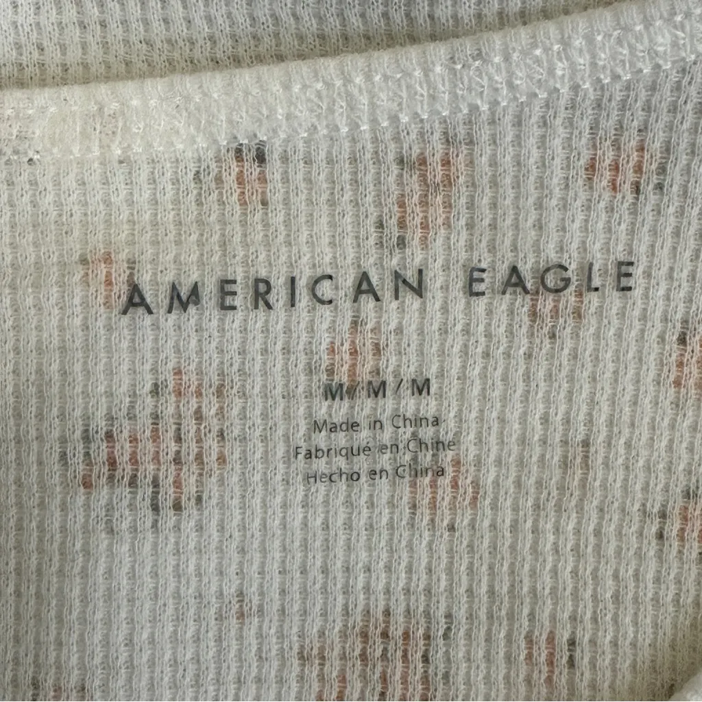 American Eagle Thermal Top Womens M White Floral Patchwork V-Neck Cottagecore - Image 5