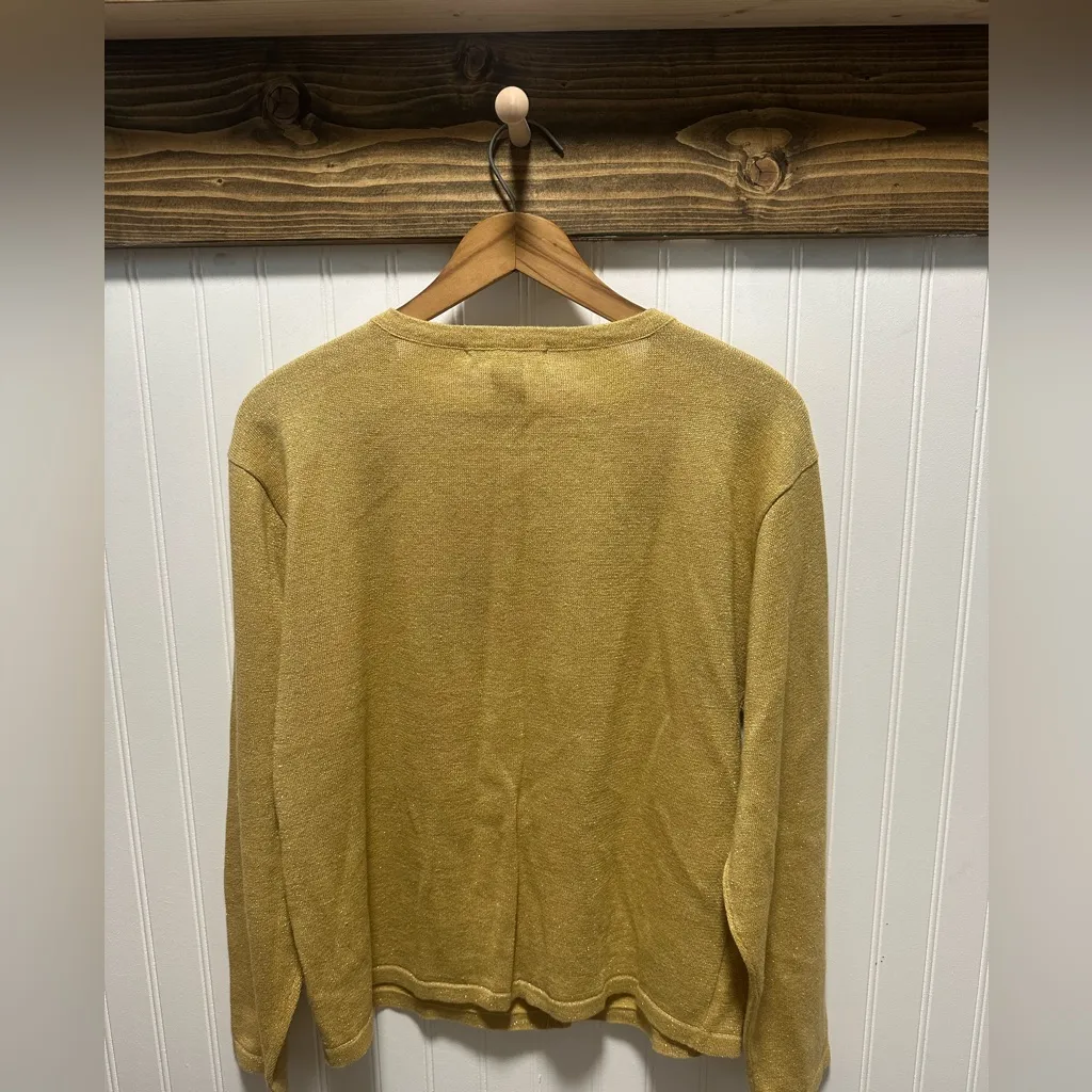 Dress Barn Poinsetta Holiday Sweater Cardigan XL beaded sparkle winter Christmas - Image 2