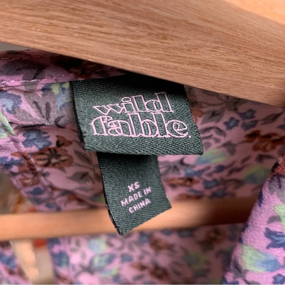 Wild Fable Floral Lavender Long Sleeve Deep V-Neck Puff Sleeve Dress Size XS - Image 12