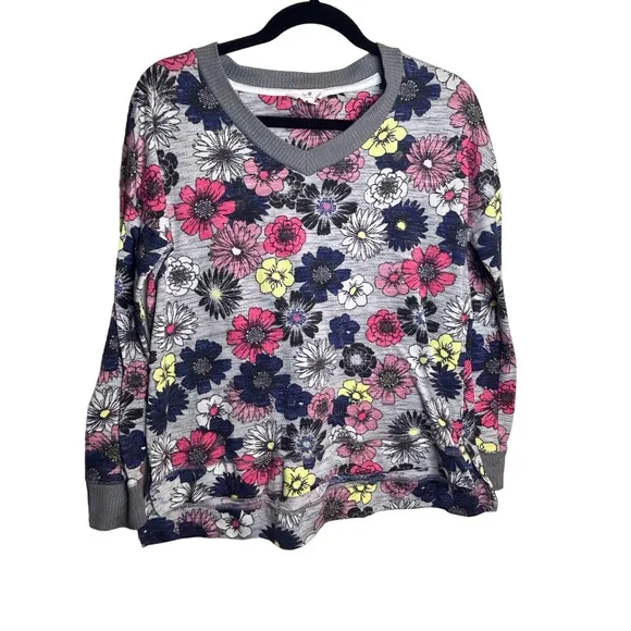 Secret Treasures Floral Medium Sweater Scoop Neck Pastel Spring Cottagecore - Image 1