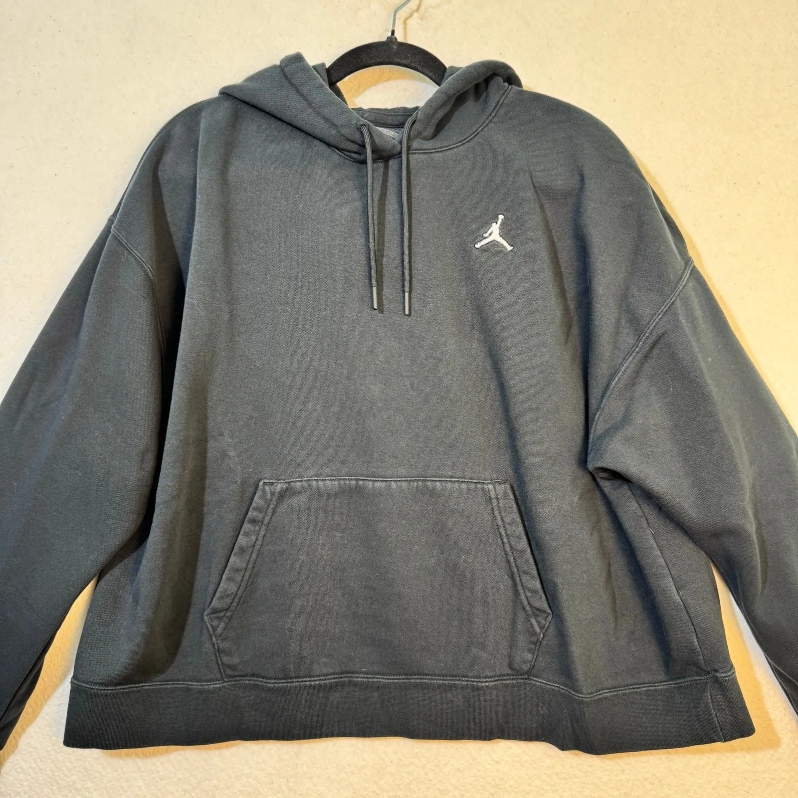 Nike Air Jordan Sports Brooklyn Loose Fit Black Fleece Pullover Hoodie Large VTG - Image 3