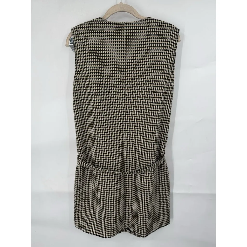 Club Monaco Herringbone Faux Wrap Dress Women 12 Brown Academia Western Preppy - Image 3