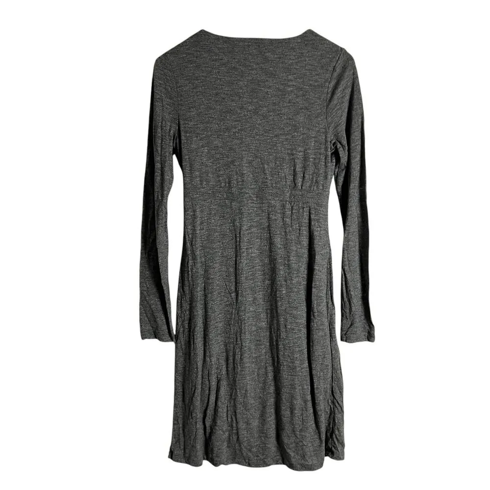 Athleta Wrap It Up Heather Gray Long Sleeve Faux Wrap Mini Dress Size Small - Image 11