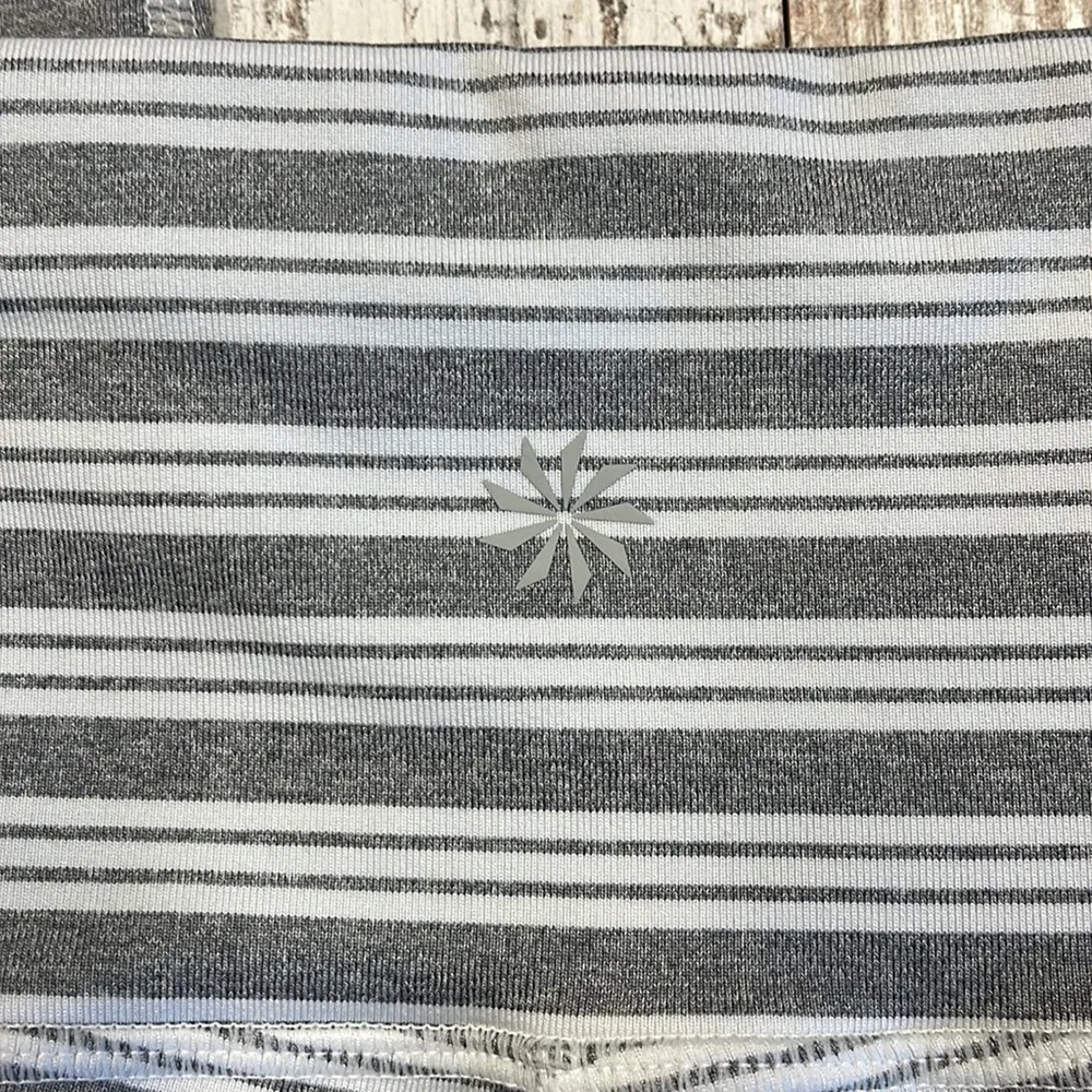 S // Athleta White and Gray Striped Capri Leggings - Image 9