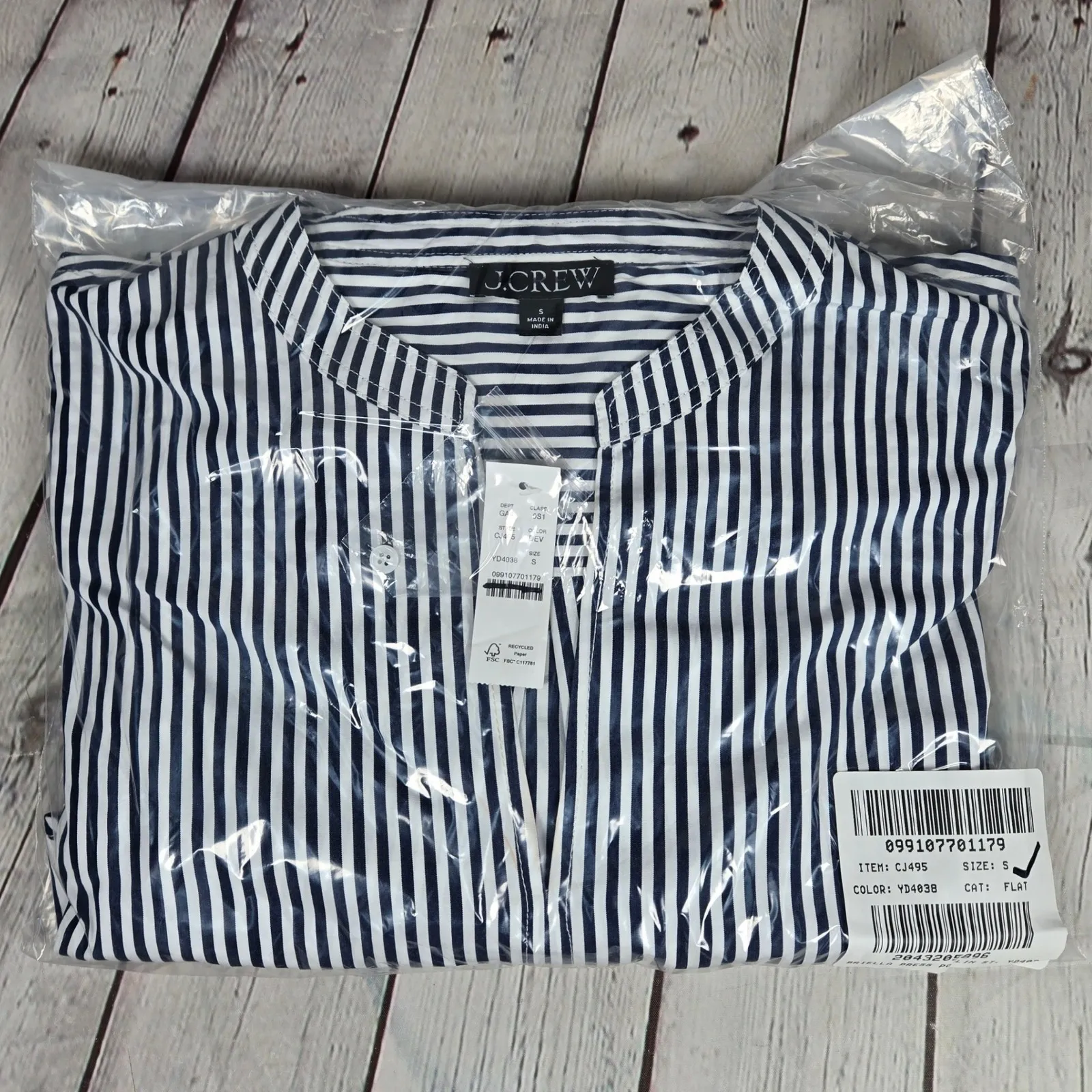 J. Crew Delilah dress striped cotton poplin CJ495 S NWT Short Sleeve Blue White - Image 11