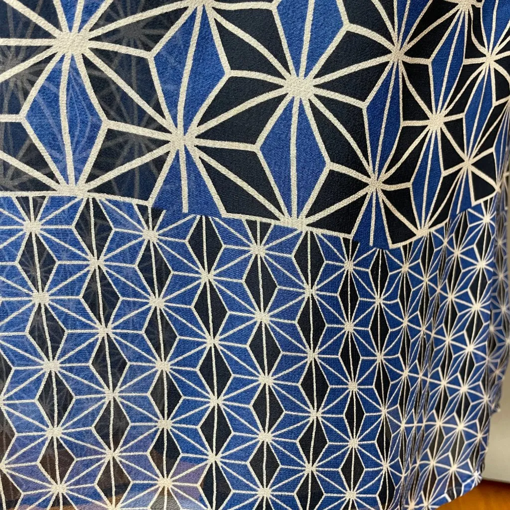 Signature by Robbie Bee Silk Dress Blue Star Print Sz 10 Lined Sleeveless Beaded - Image 5