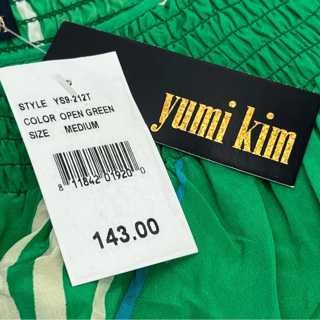 Yumi Kim 100% Silk Printed Top Womens Size Medium Green Blue White NEW‎ - Image 3