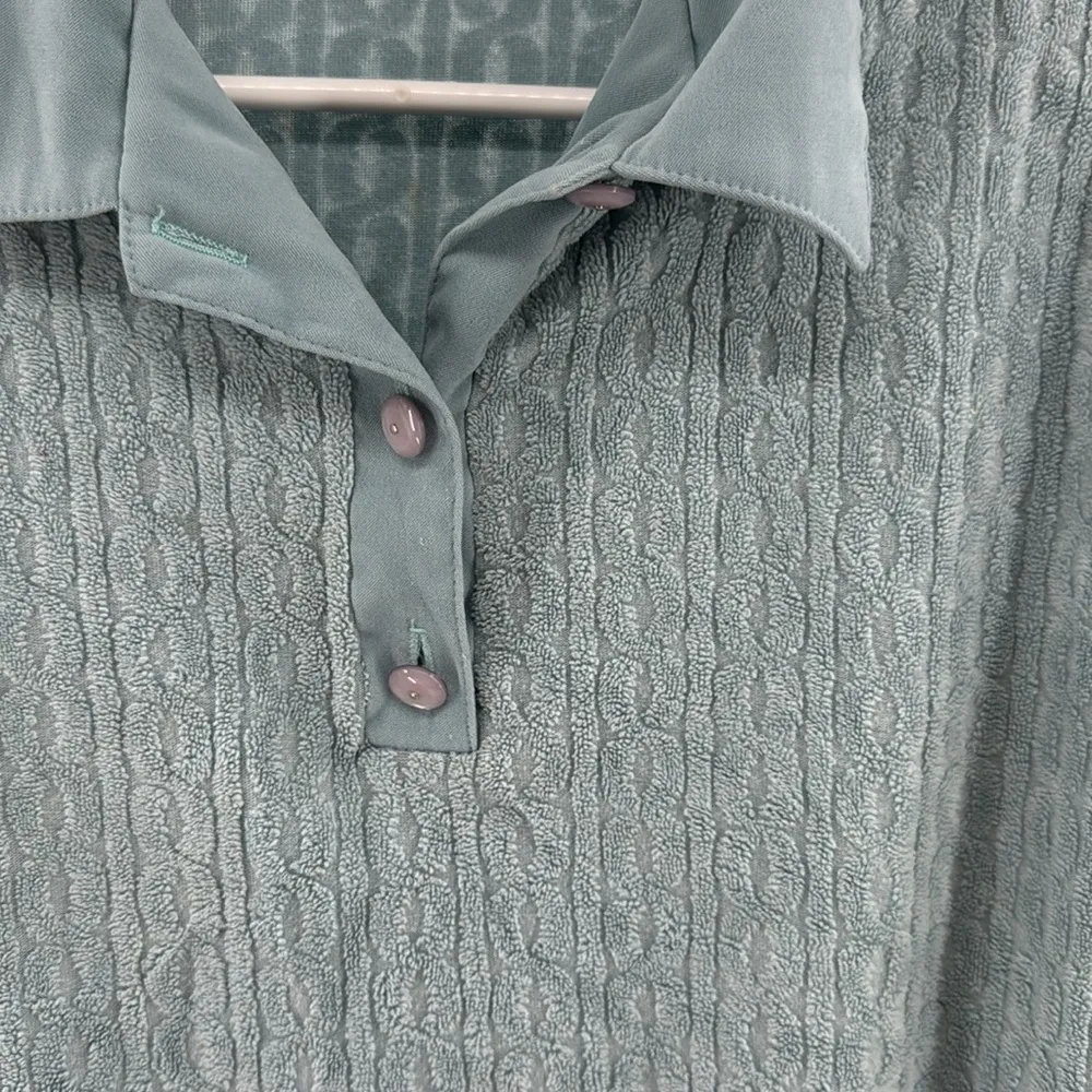 g.w. Division of graff terry cloth long sleeve polo textured vintage collared Blue Size XL - Image 5