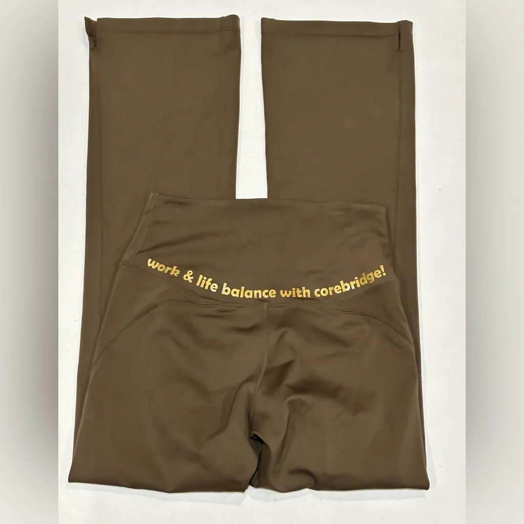 Corebridge High Waisted Yoga Pants, Work, Life, Balance, Olive Green, Womens Med Brown - Image 4