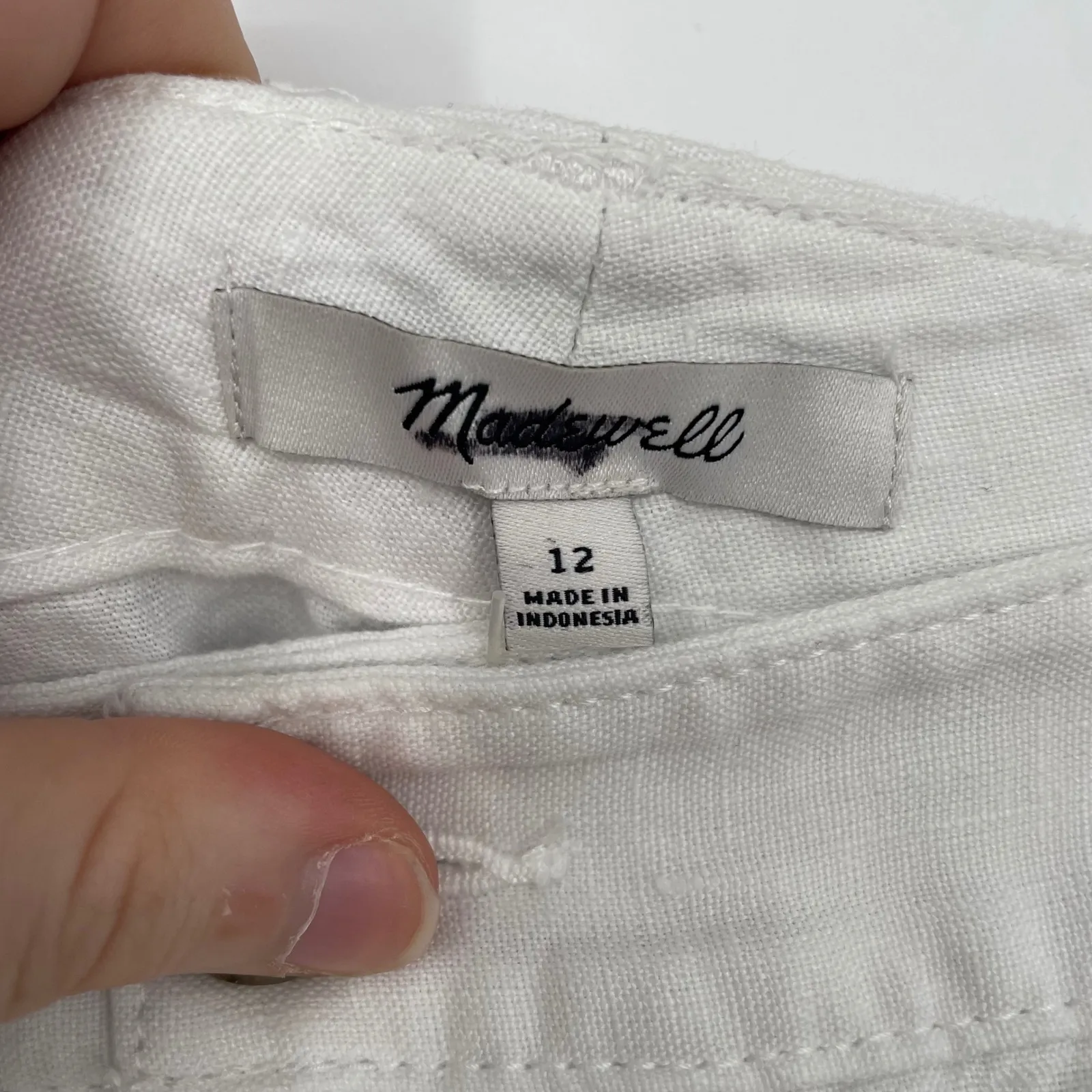 Madewell The Zoe Relaxed Wide Leg Linen Pants White Size 12 - Image 6