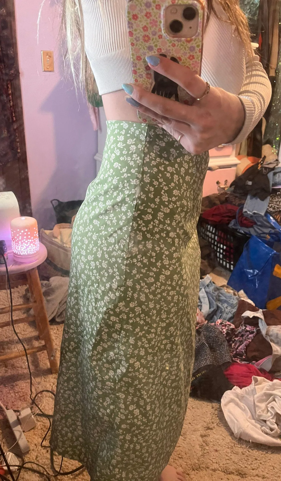 long green floral skirt - Image 2