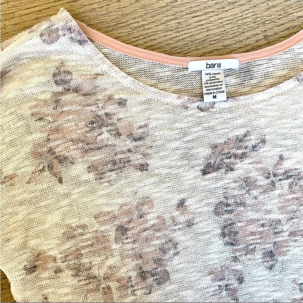 Bar III Floral Print Long Sleeve Scoop Neck Top M - Image 4