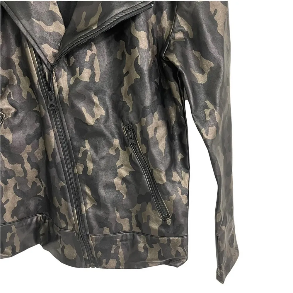 NWOT KORAL Specter Camo Metallic Vegan Faux Leather Moto Jacket Medium - Image 6