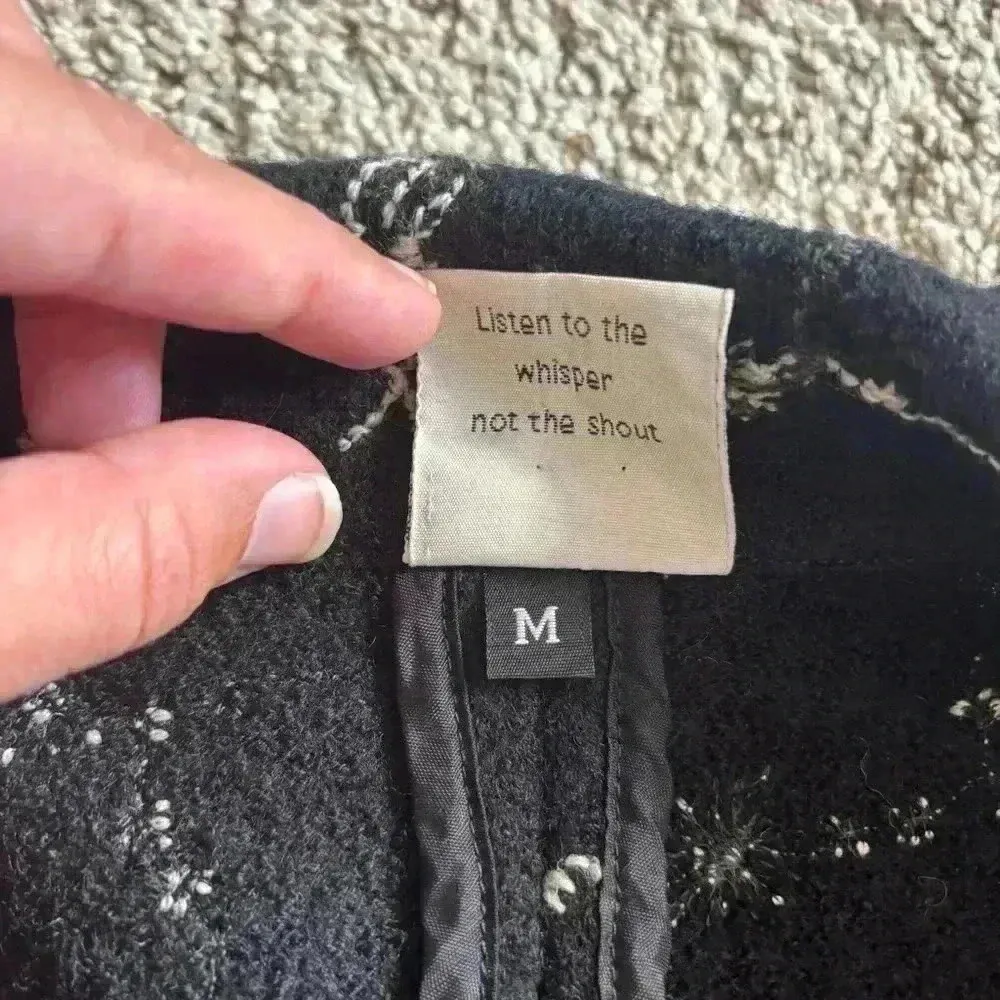 SpiritHouse 100% Wool Made in LA USA Black White Pattern Blazer Size Medium - Image 9