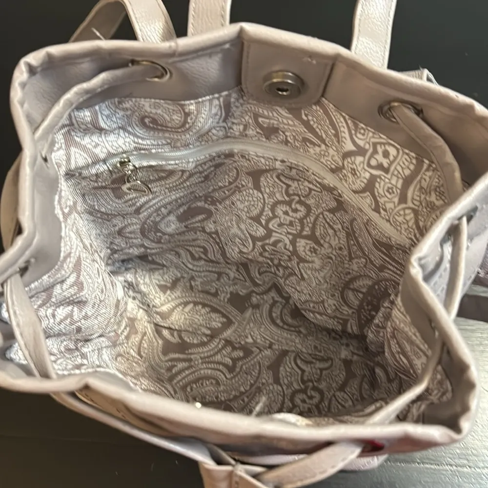 Convertible mini Backpack / shoulder faux leather bag by Bella Russo White - Image 7