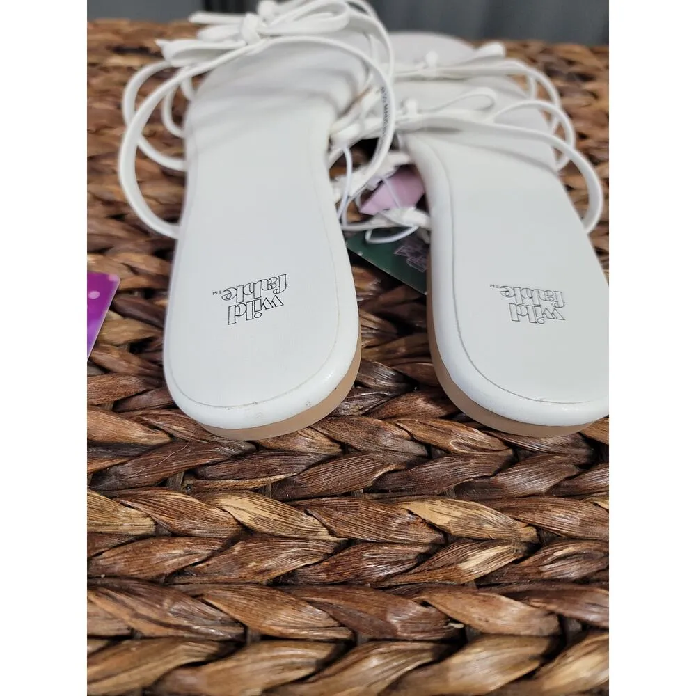 Wild Fable Target Womens 9.5 White Leather Bow Slip-On Flat Preppy Slide Sandals - Image 5