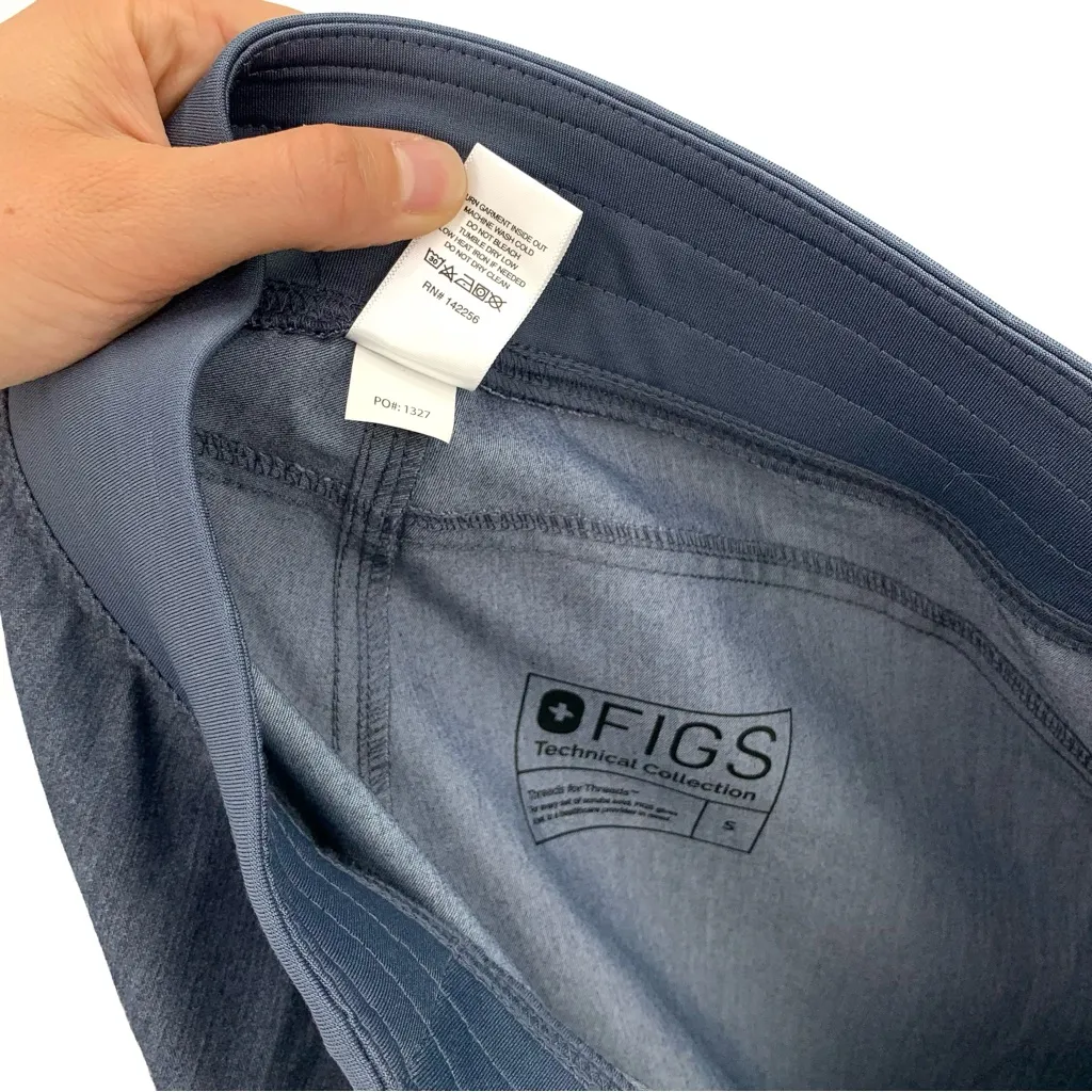 FIGS Set, Casma Three Pocket Top & Kade Cargo Pants Heathered Denim S/S - Image 8