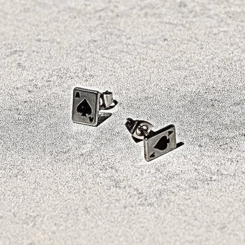Playing Card Ace Stud Earrings Silver - Image 4