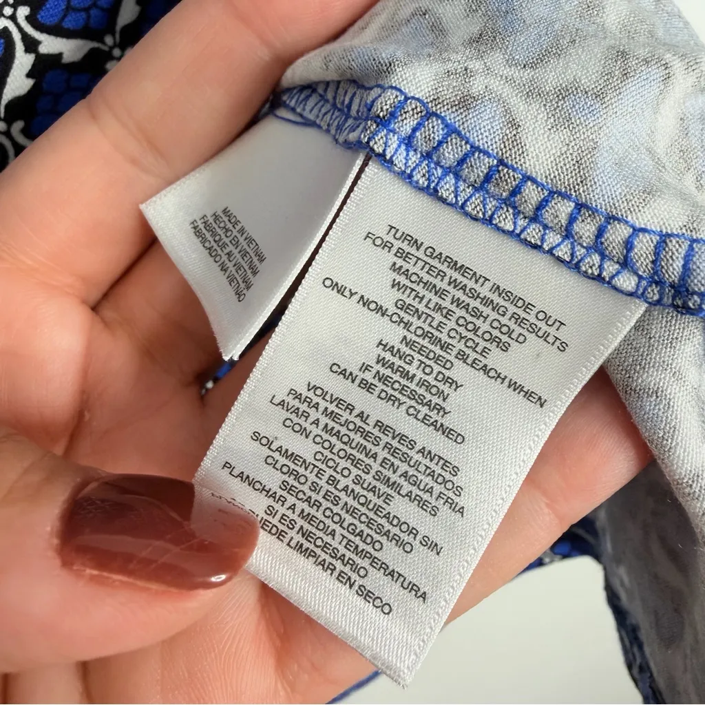 NWT Jones New York Women’s Knit Short Sleeves Blouse Blue White 2X Stretch - Image 5