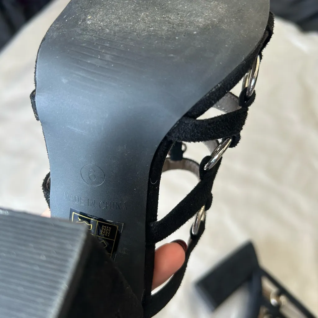 Black chunky mules heel sandals #heels Size 6 - Image 5
