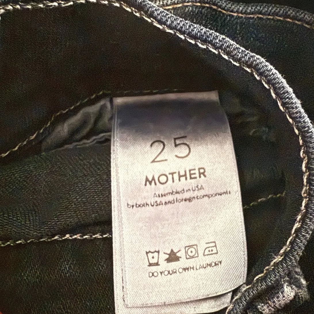 Mother The Stunner Zip Two Step Fray Last Call Dark Wash Skinny Jeans size 25 Blue - Image 7