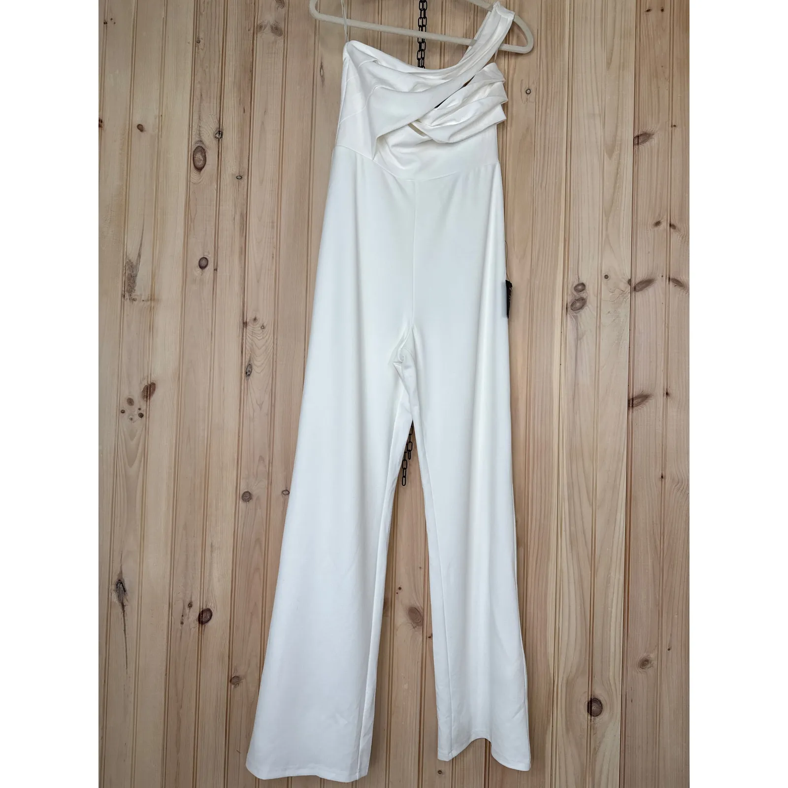 NWT Lulus Devoted to Fun Ivory One-Shoulder Sleeveless Jumpsuit Classy Chic S - Image 2