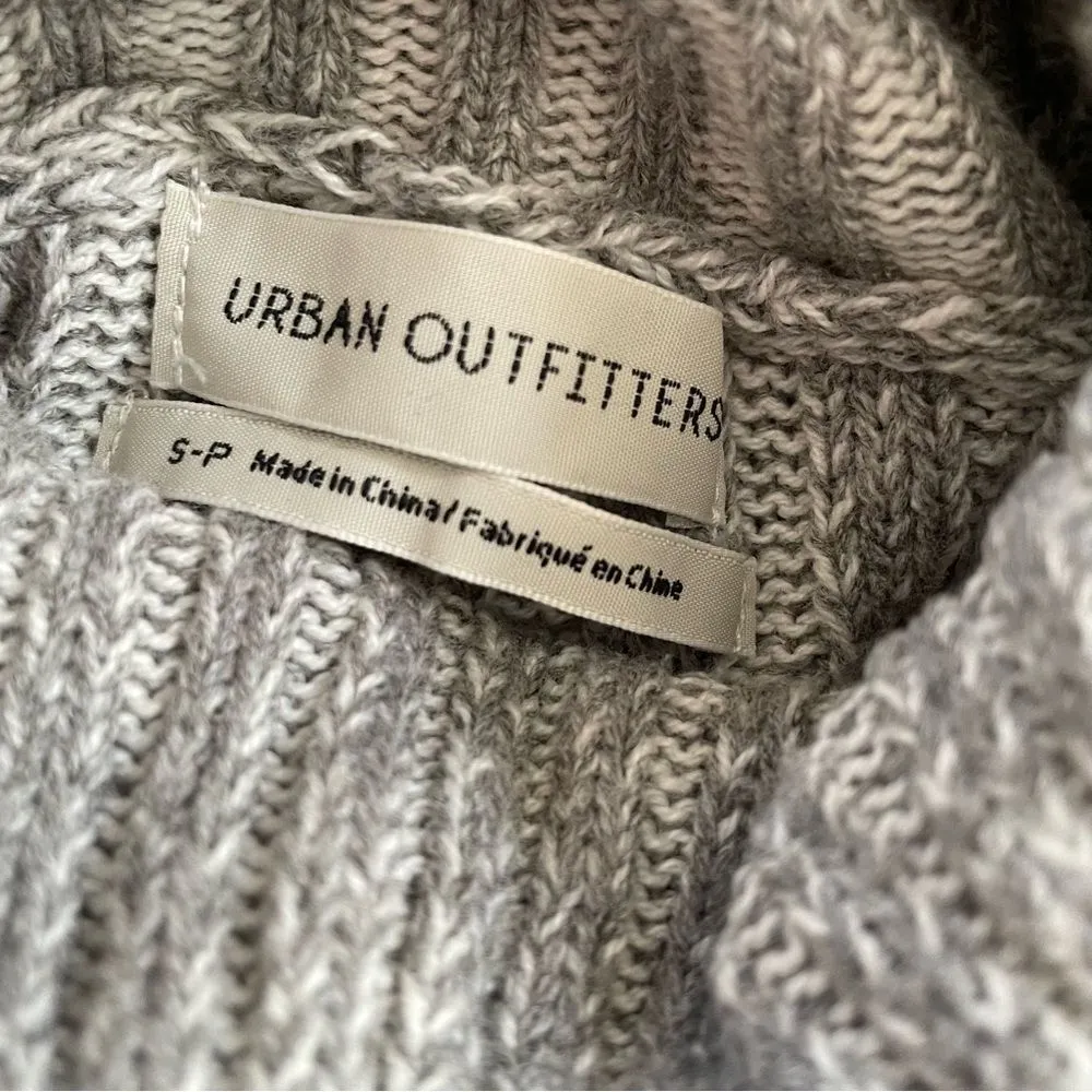 UO Urban Outfitters Turtleneck Sweater Tunic Grey Wide Rib S - Image 7