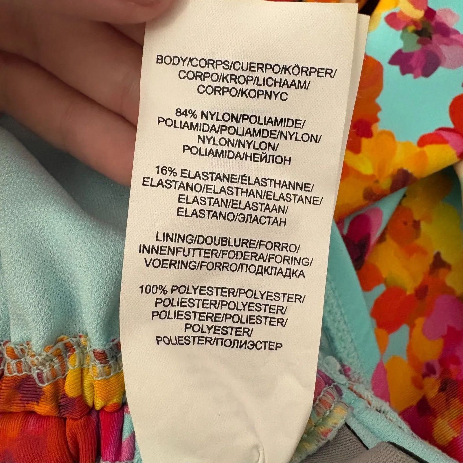 Kenneth Cole Reaction Floral Print One Piece Swimsuit Aqua Multi Size‎ Medium - Image 5