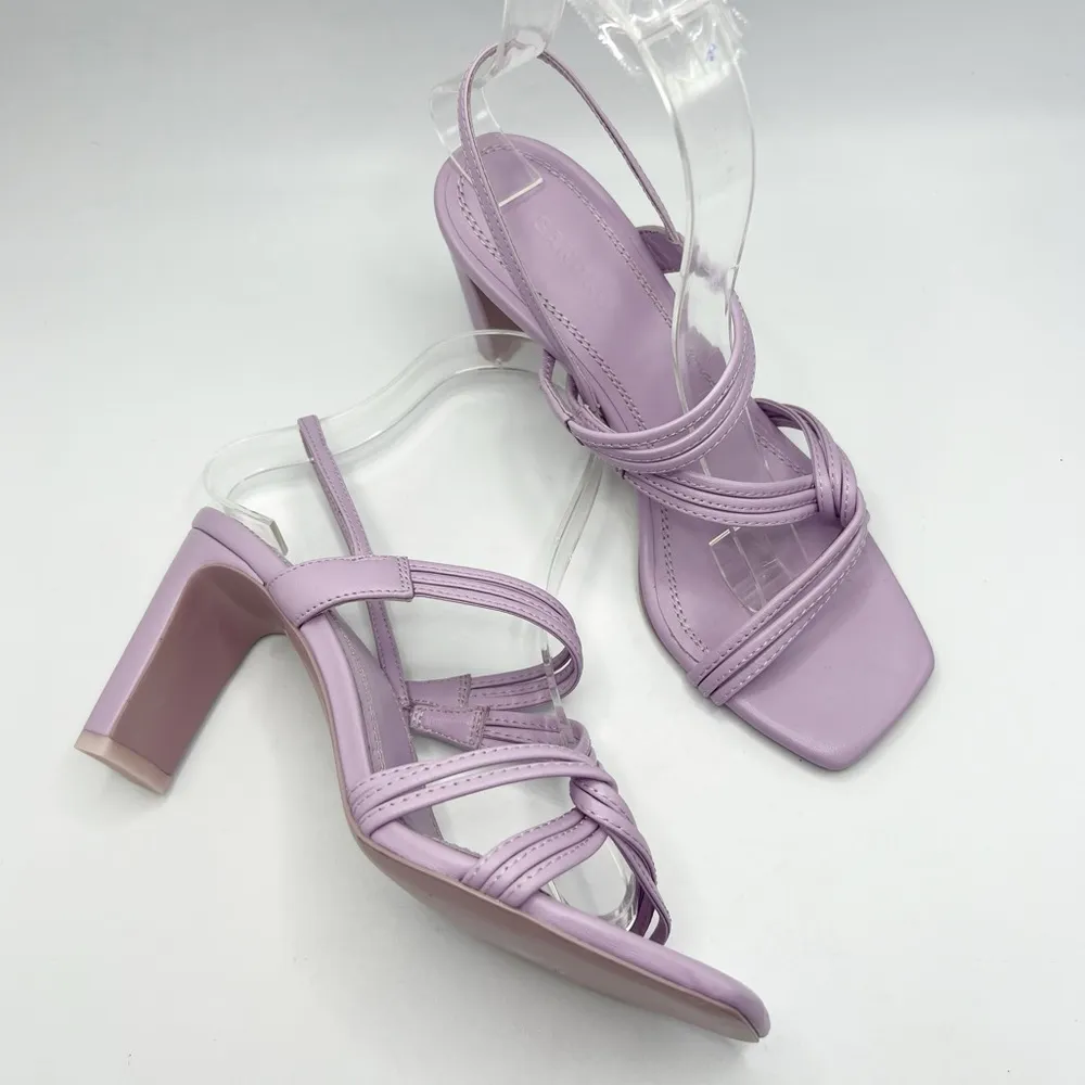 SANDRO Leather Slingback Sandals 70 Faye Size 37 EU in Purple Lavender - Image 10