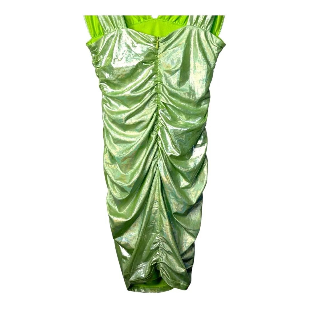 Superdown Mini Dress Sleeveless Metallic Bodycon Party Clubwear Green Size Small - Image 8