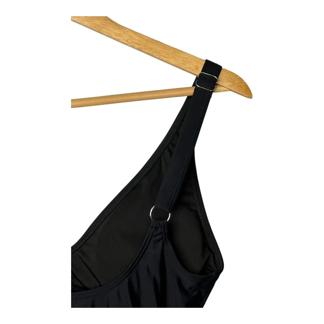 Aidonger Black One Piece Swimsuit Wrap Front Adjustable‎ Straps Size Medium NWT - Image 7