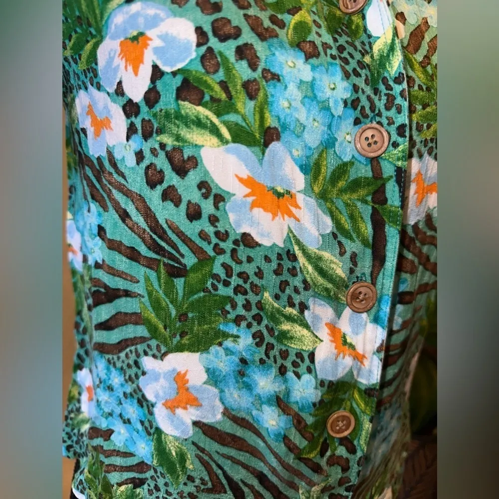 EUC Westbound Women tropical tiki Cotton Shirt/Blouse Sz 6 - Image 4
