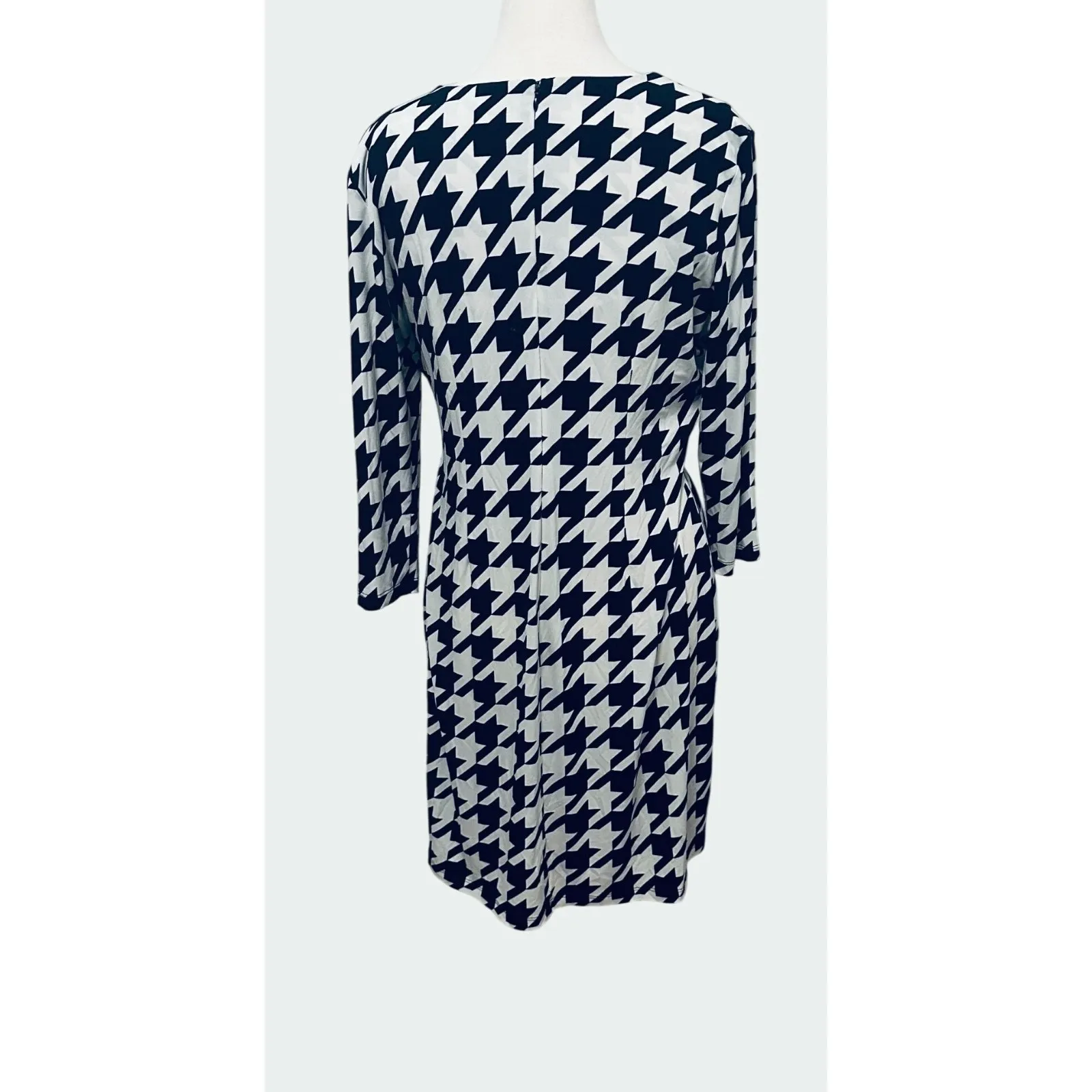Ellen Tracy Career Office Siren Dress Size 14 Stretch Knit Houndstooth‎ Mob Wife - Image 3