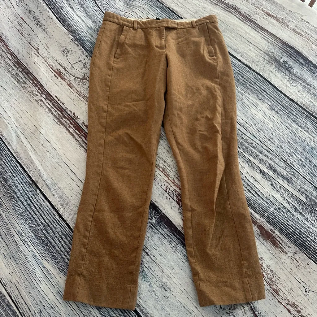 J. CREW MADDIE Trousers Pants Wool Blend Camel Tan Beige Color Size 6 - Image 3