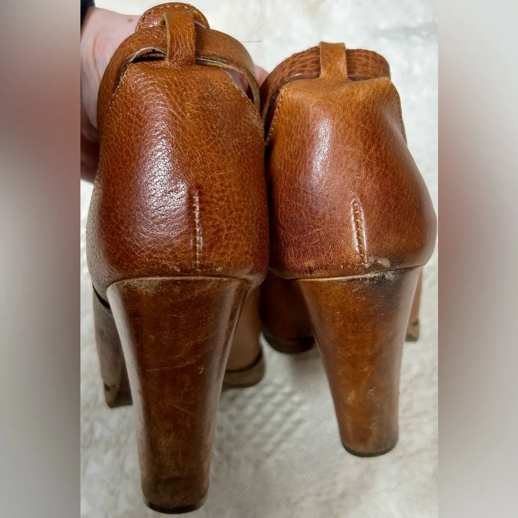 Kork-Ease Size 7.5 Paulette Ankle Strap Brown Leather Pumps - Image 4