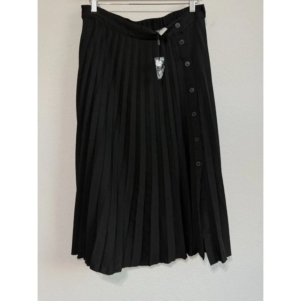 T Tahari Women’s Black Pleated Button Accent Accordion Skirt Lightweight Size‎ L - Image 10