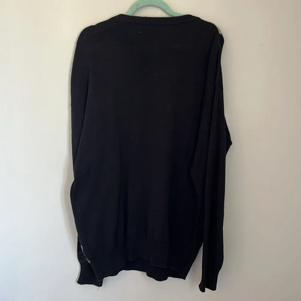 Vintage cotton Pringle of Scotland knit sweater. Size XL Black - Image 3