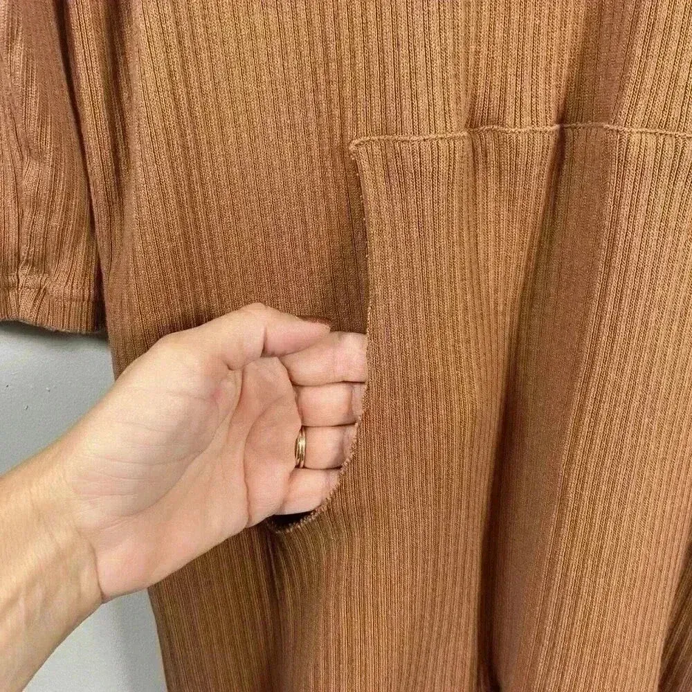 FREE‎ PEOPLE Beach Phoenix Ribbed Mini Dress Size S Small Brown Coverup Vacation - Image 6