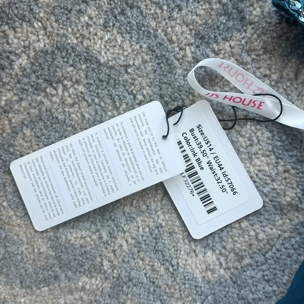 JJ’s House Empire Sequins Chiffon Dress Ink Blue 14 - Image 8