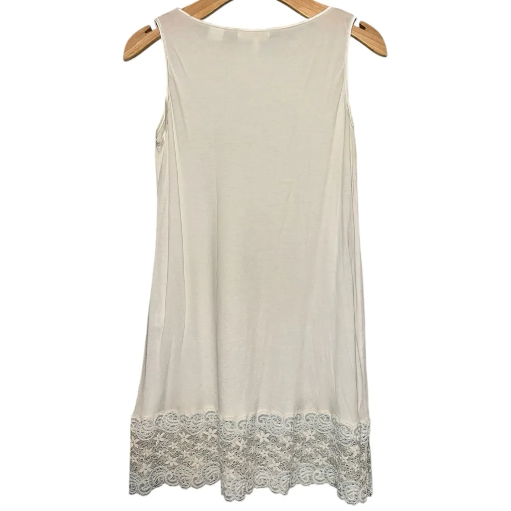 Pluto Women’s Size S White Sleeveless Lace Bottom Trim Tank Slip Chemise Nighty - Image 2