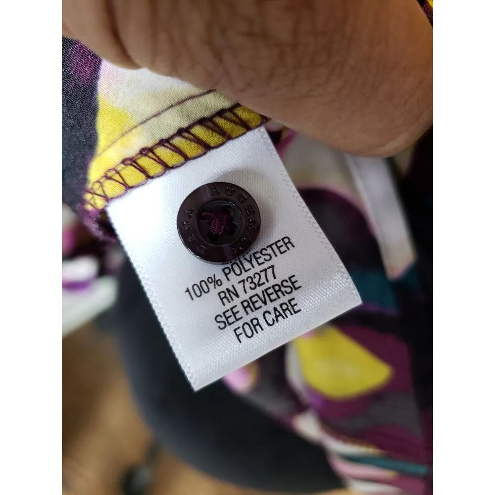 Dana Buchman Blouse Women M Multicolor Button Up Long Sleeve Abstract Print - Image 9